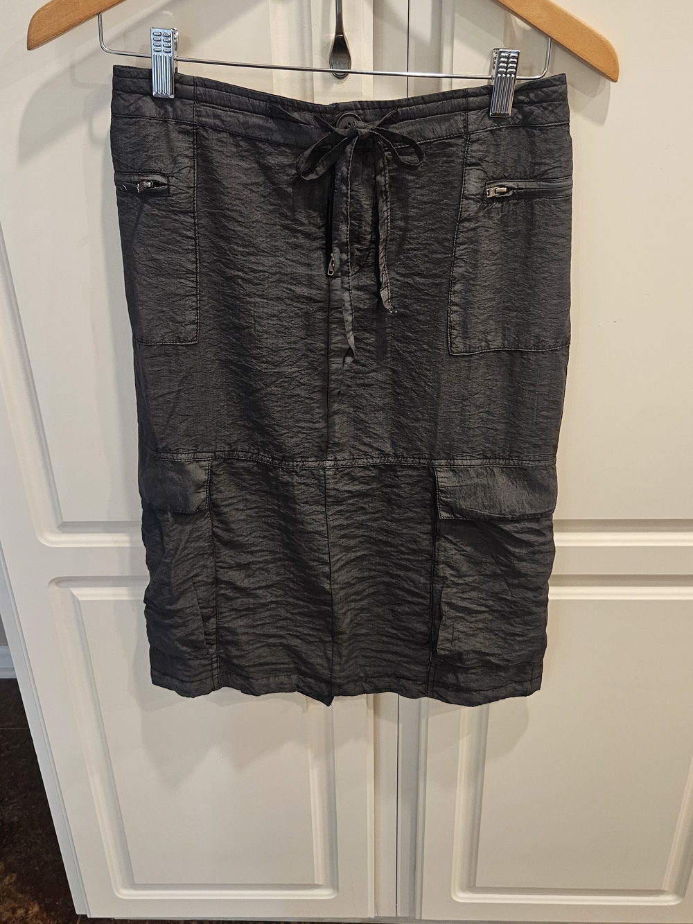 Free People Evie Column Cargo Midi Skirt Black NWOT Size 0 Utility Gorpcore